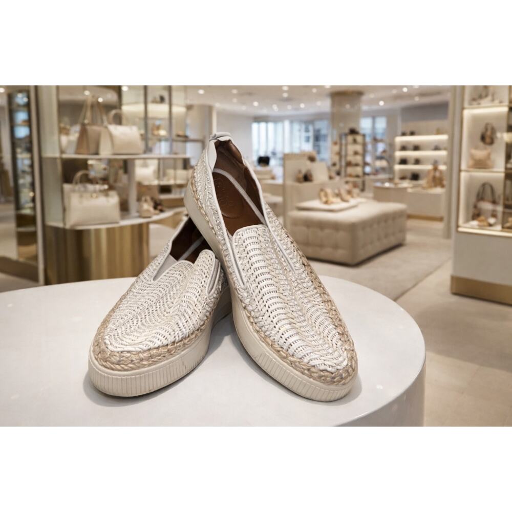 Franco Sarto Homer 2 White Leather Woven Platform Espadrille Sneakers / Loafers